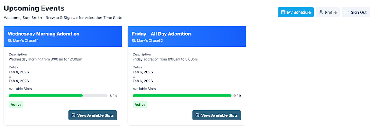 UserSelfServEventsWebsite